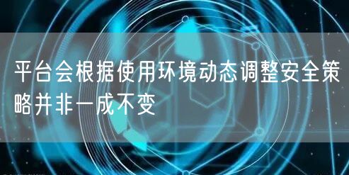 平台会根据使用环境动态调整安全策略并非一