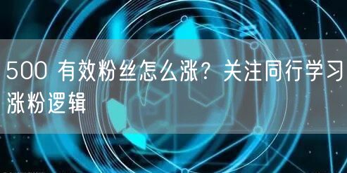 500 有效粉丝怎么涨？关注同行学习涨粉