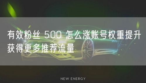 有效粉丝 500 怎么涨账号权重提升获得