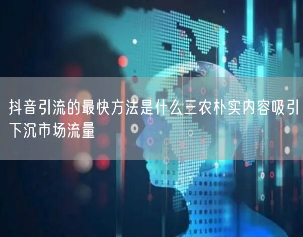 抖音引流的最快方法是什么三农朴实内容吸引