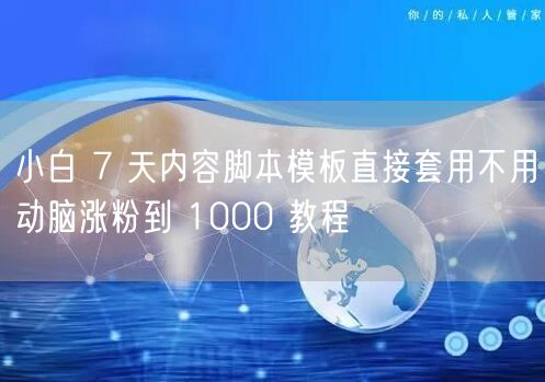 小白 7 天内容脚本模板直接套用不用动脑