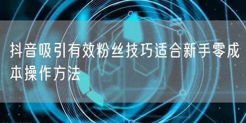 抖音吸引有效粉丝技巧适合新手零成本操作方