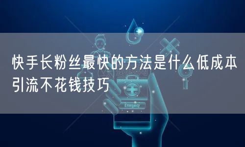 快手长粉丝最快的方法是什么低成本引流不花