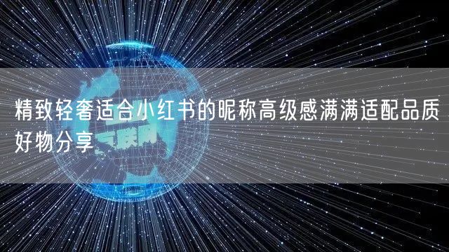 精致轻奢适合小红书的昵称高级感满满适配品