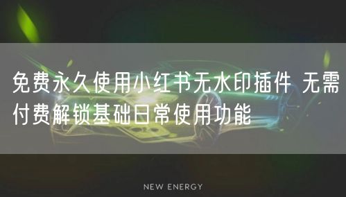 免费永久使用小红书无水印插件 无需付费解