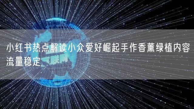 小红书热点解读小众爱好崛起手作香薰绿植内
