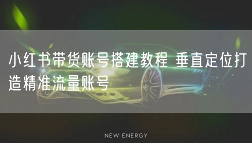 小红书带货账号搭建教程 垂直定位打造精准