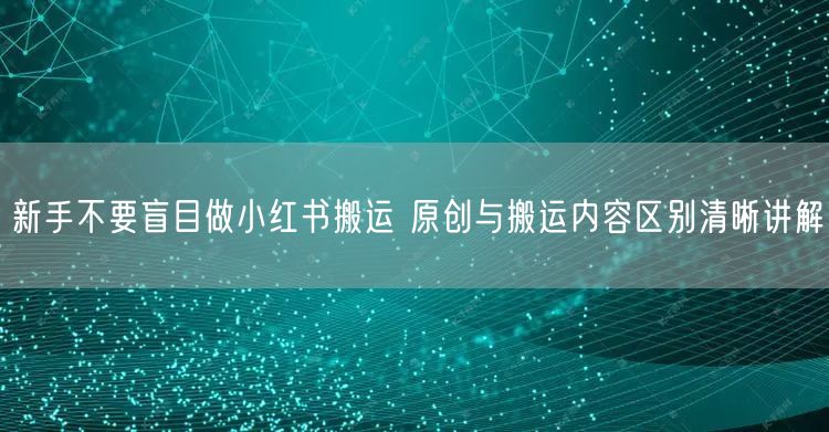 新手不要盲目做小红书搬运 原创与搬运内容