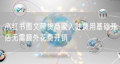 小红书图文带货商家入驻费用基础开店无需额
