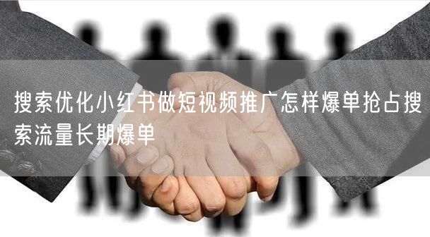 搜索优化小红书做短视频推广怎样爆单抢占搜