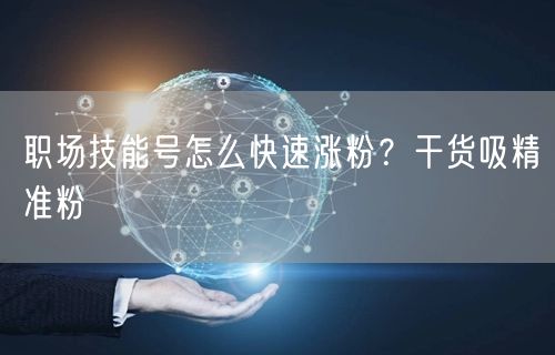 职场技能号怎么快速涨粉？干货吸精准粉