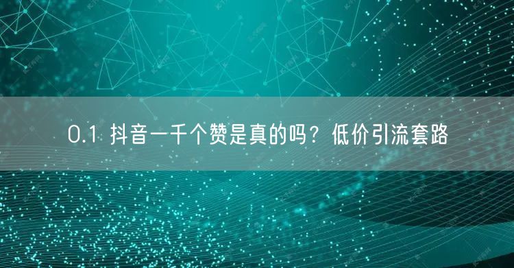 0.1 抖音一千个赞是真的吗？低价引流套
